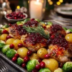 Easy Christmas sheet pan dinner with festive ingredients for holiday gatherings
