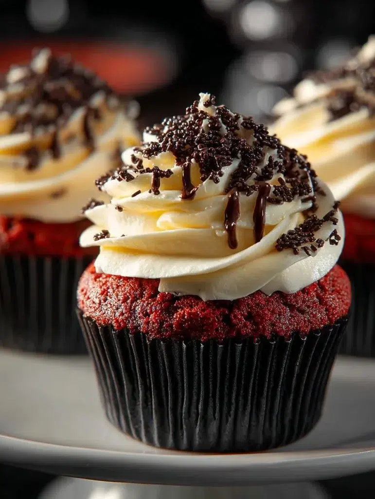 Delicious Goth Cupcakes with dark frosting and spooky decorations