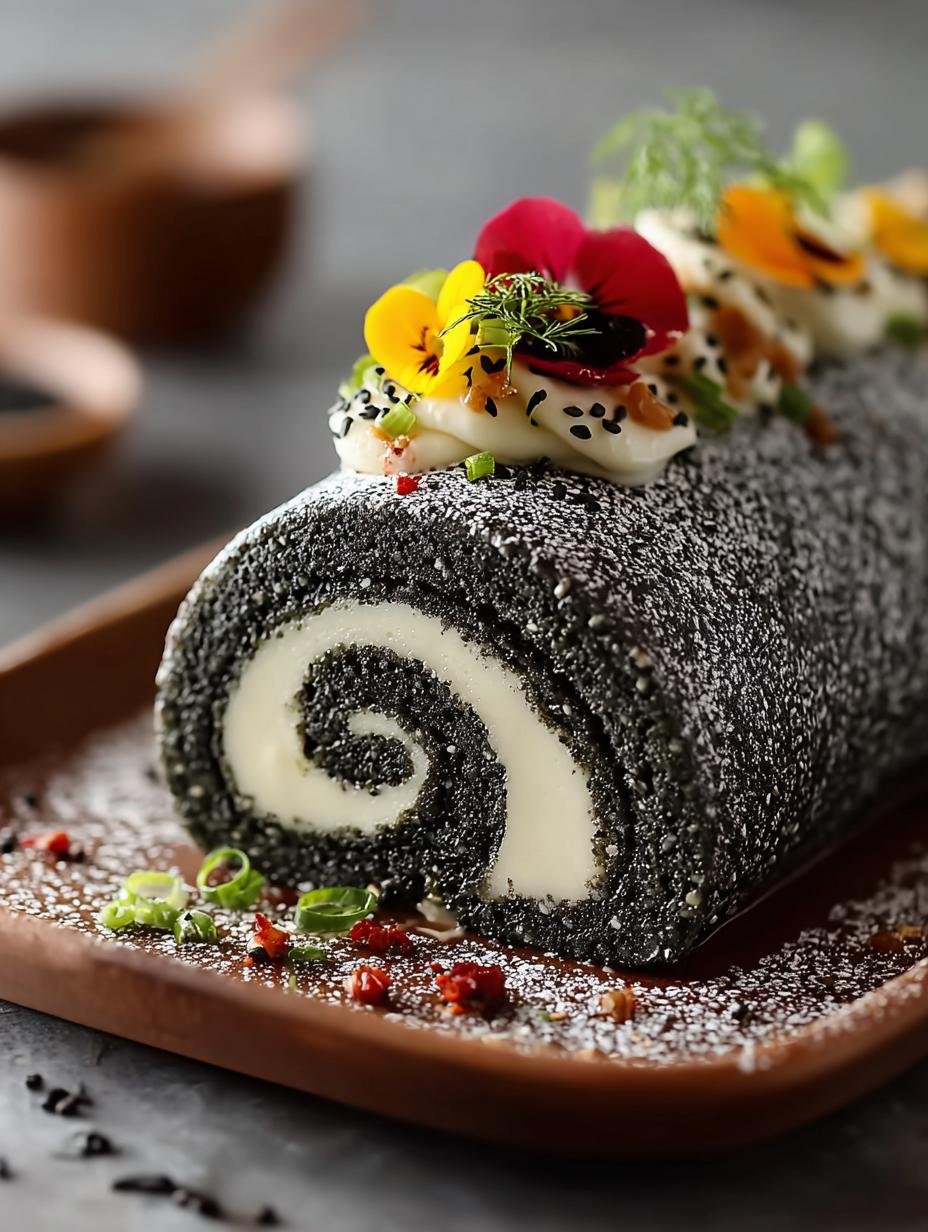 Irresistible Black Sesame Roll Cake for Dessert Lovers - Black Sesame Roll Cake - main visual representation