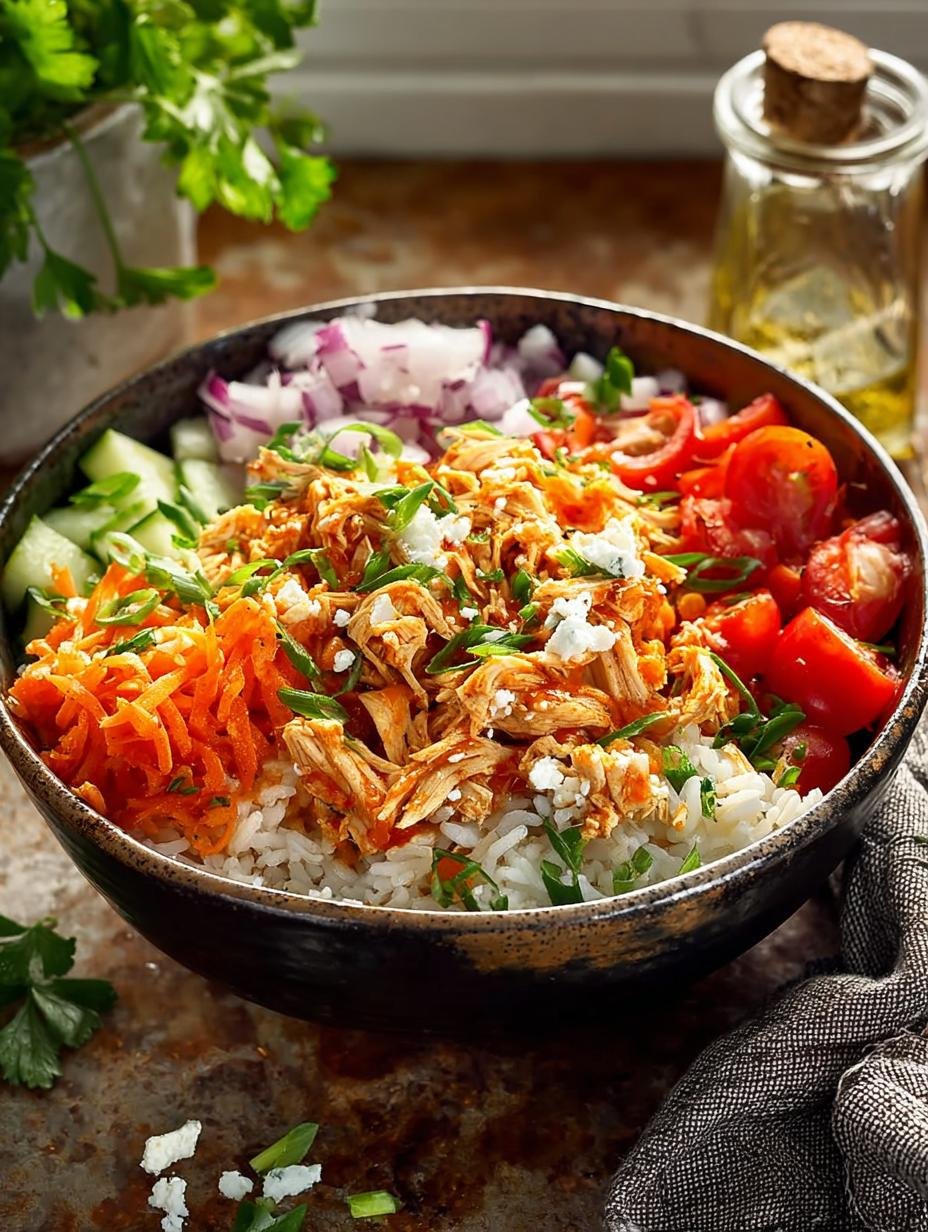 Delicious Buffalo Chicken Rice Bowls for Dinner - Buffalo Chicken Rice Bowls - main visual representation