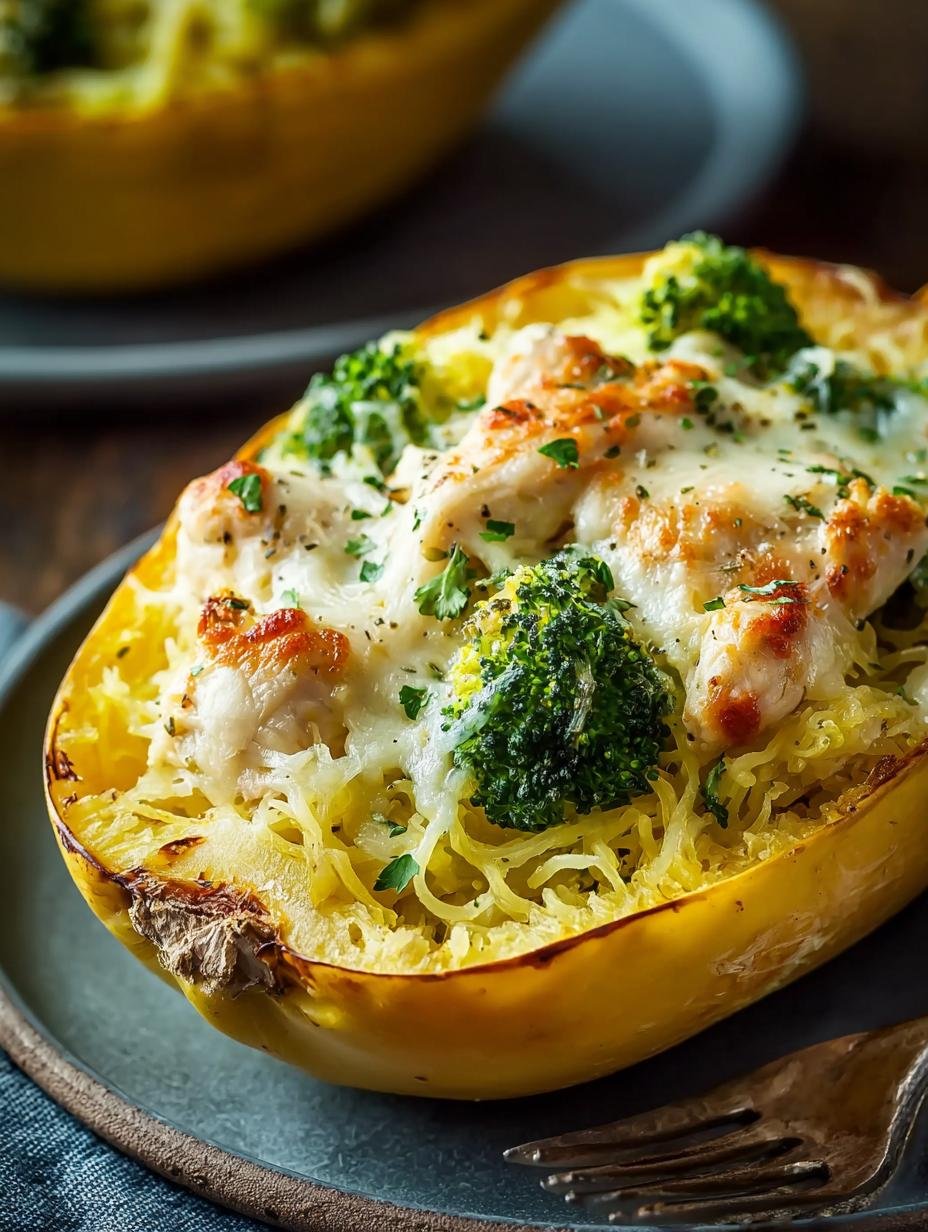 Cheesy Chicken Broccoli Stuffed Spaghetti Squash Delight - Cheesy Chicken Broccoli Stuffed - additional detail