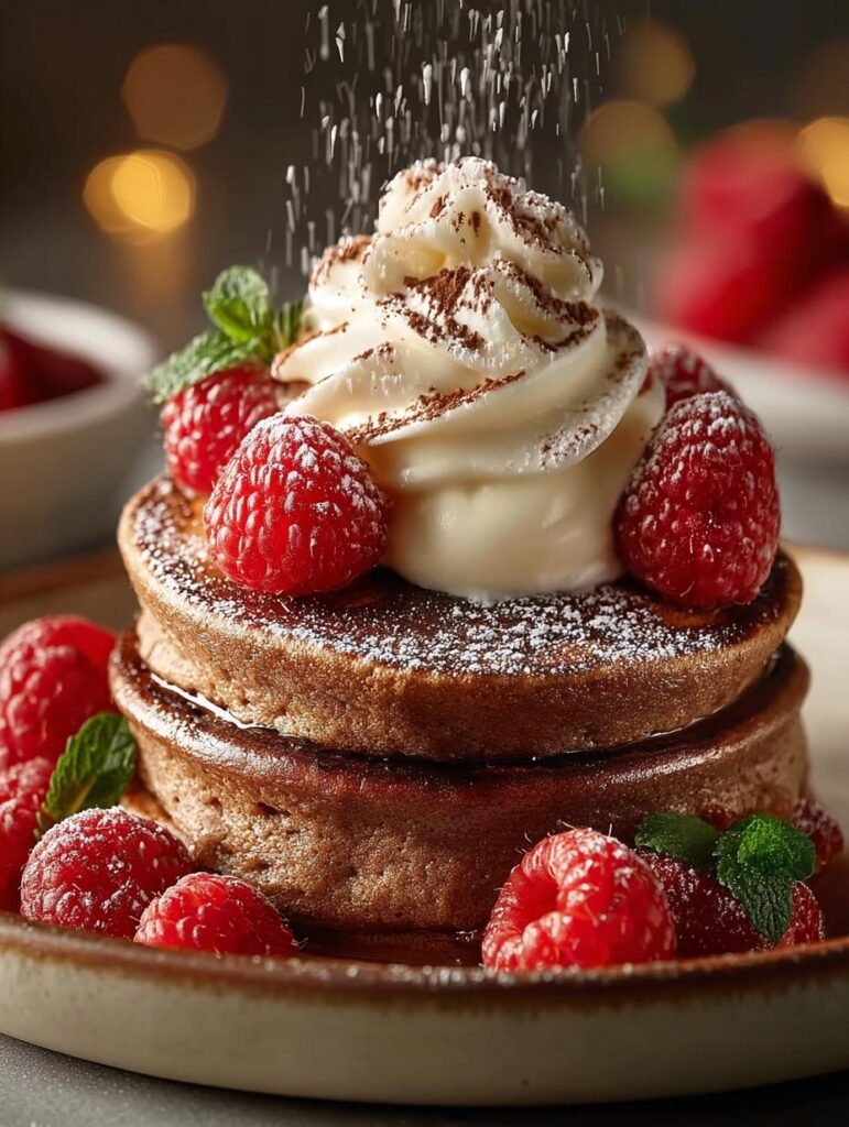 Chocolate Eggnog Souffle Pancakes