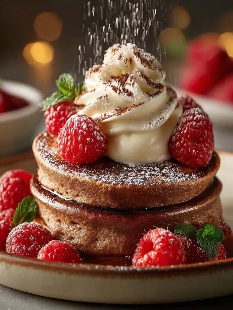 Chocolate Eggnog Souffle Pancakes