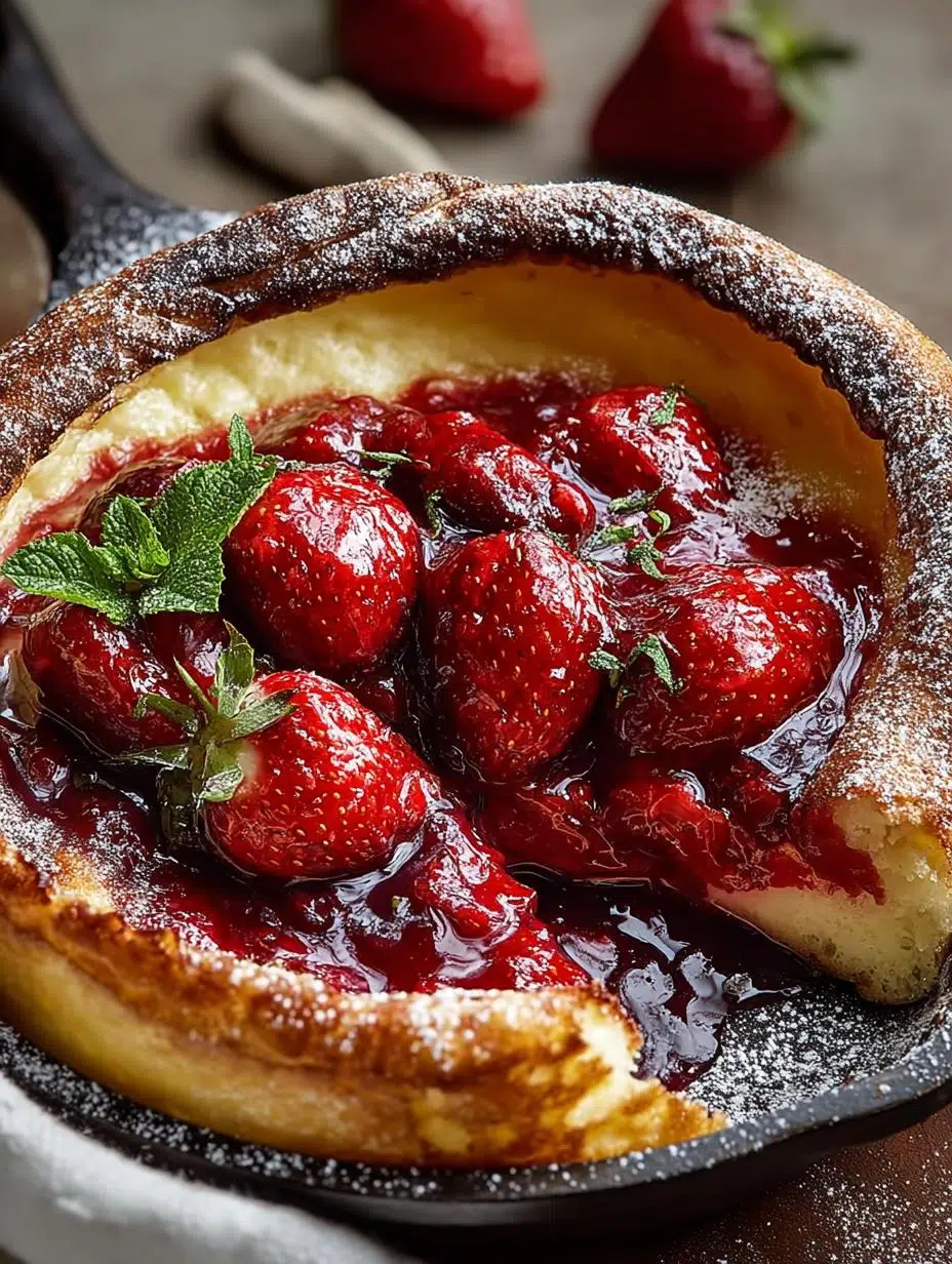 Hot Strawberry Jam Dutch Baby Delight with a Kick - Hot Strawberry Jam Dutch - additional detail