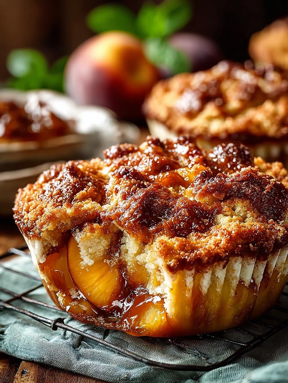 Indulge in Jumbo Caramel Peach Cobbler Muffins - Jumbo Caramel Peach Cobbler - main visual representation