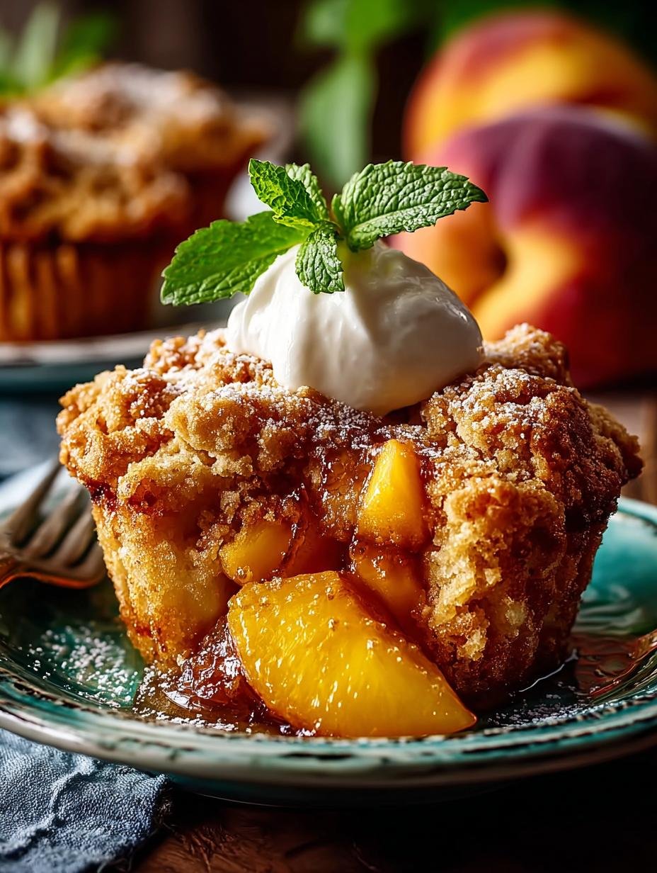 Indulge in Jumbo Caramel Peach Cobbler Muffins - Jumbo Caramel Peach Cobbler - additional detail