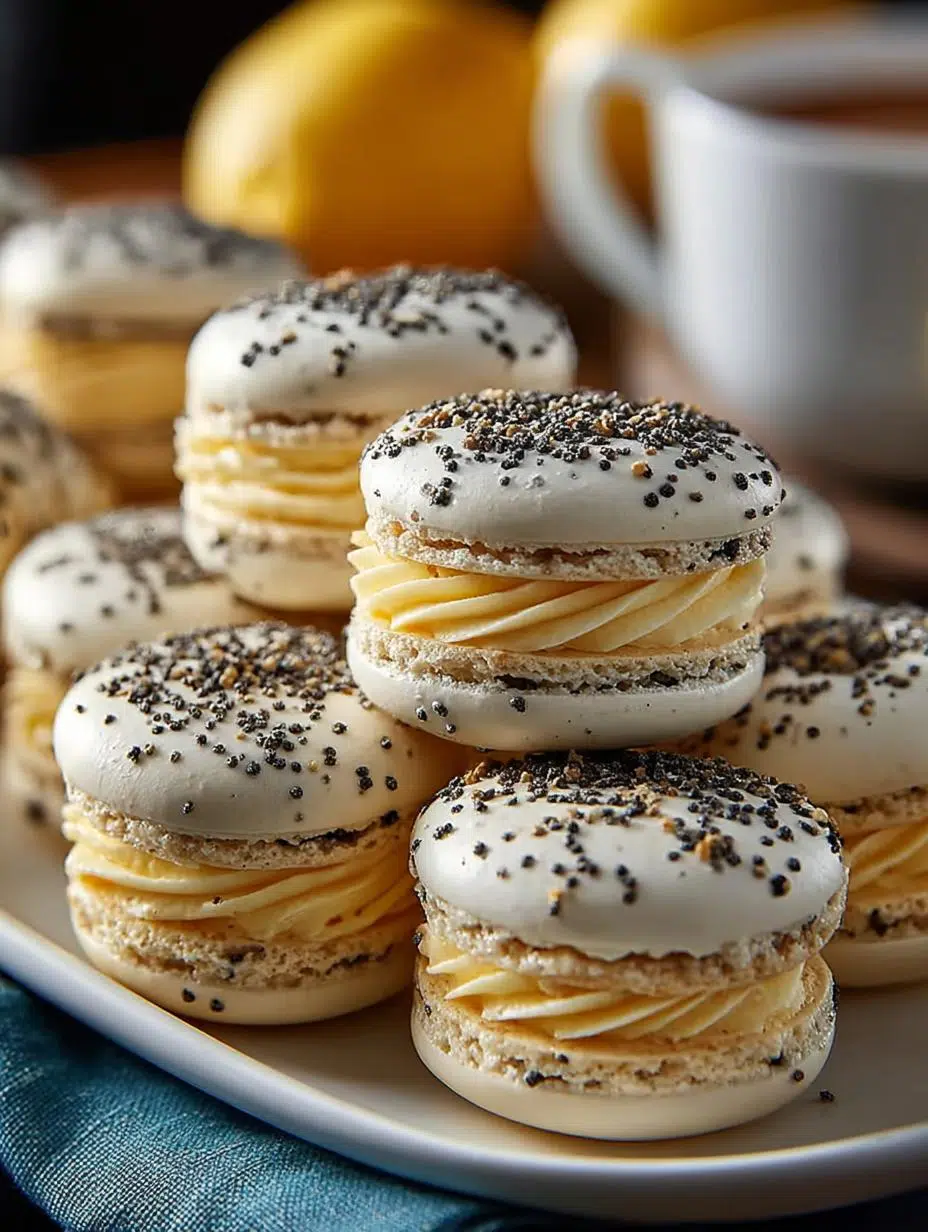 Lemon Poppy Seed Macarons: 12 Steps to a Zesty Delight 2 Lemon Poppy Seed Macarons: 12 Steps to a Zesty Delight - Lemon Poppy Seed Macarons - main visual representation