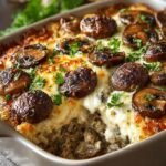 Mushroom Swiss Burger Casserole