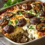 Mushroom Swiss Burger Casserole