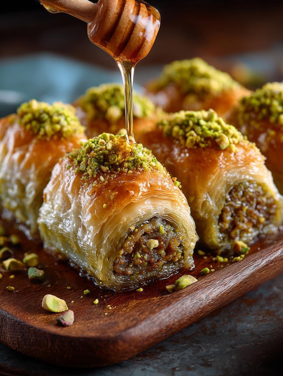 Pistachio Honey Baklava Rolls: A Sweet Delight - Pistachio Honey Baklava Rolls - main visual representation