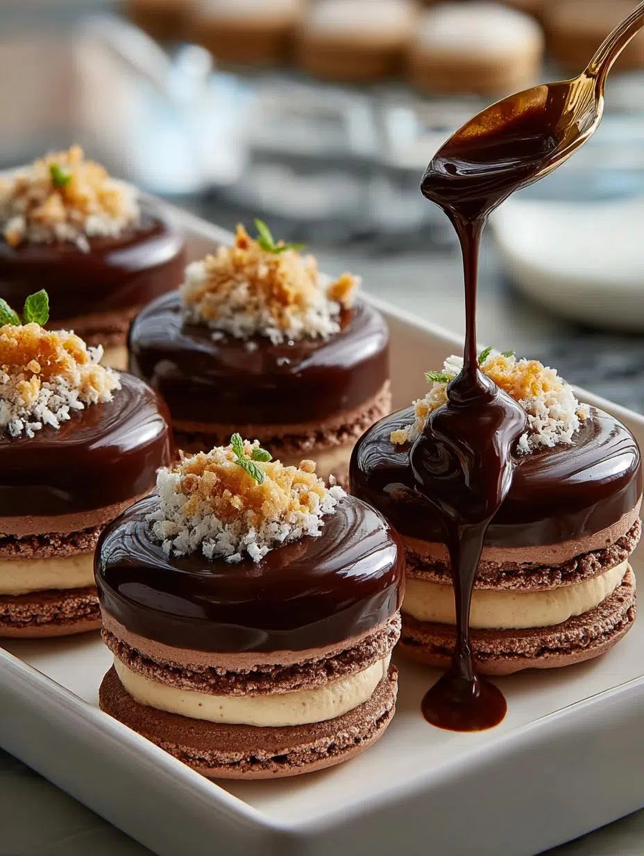 Irresistible Rons with Rich Chocolate macarons beautifully arranged on a plate