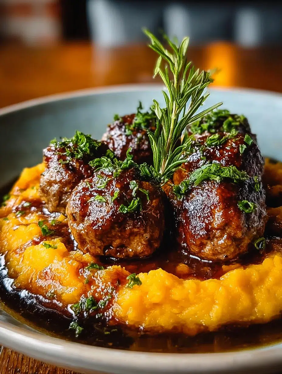 Savory Beef Meatballs with Sweet Potato Mash Recipe - Savory Beef Meatballs with - main visual representation