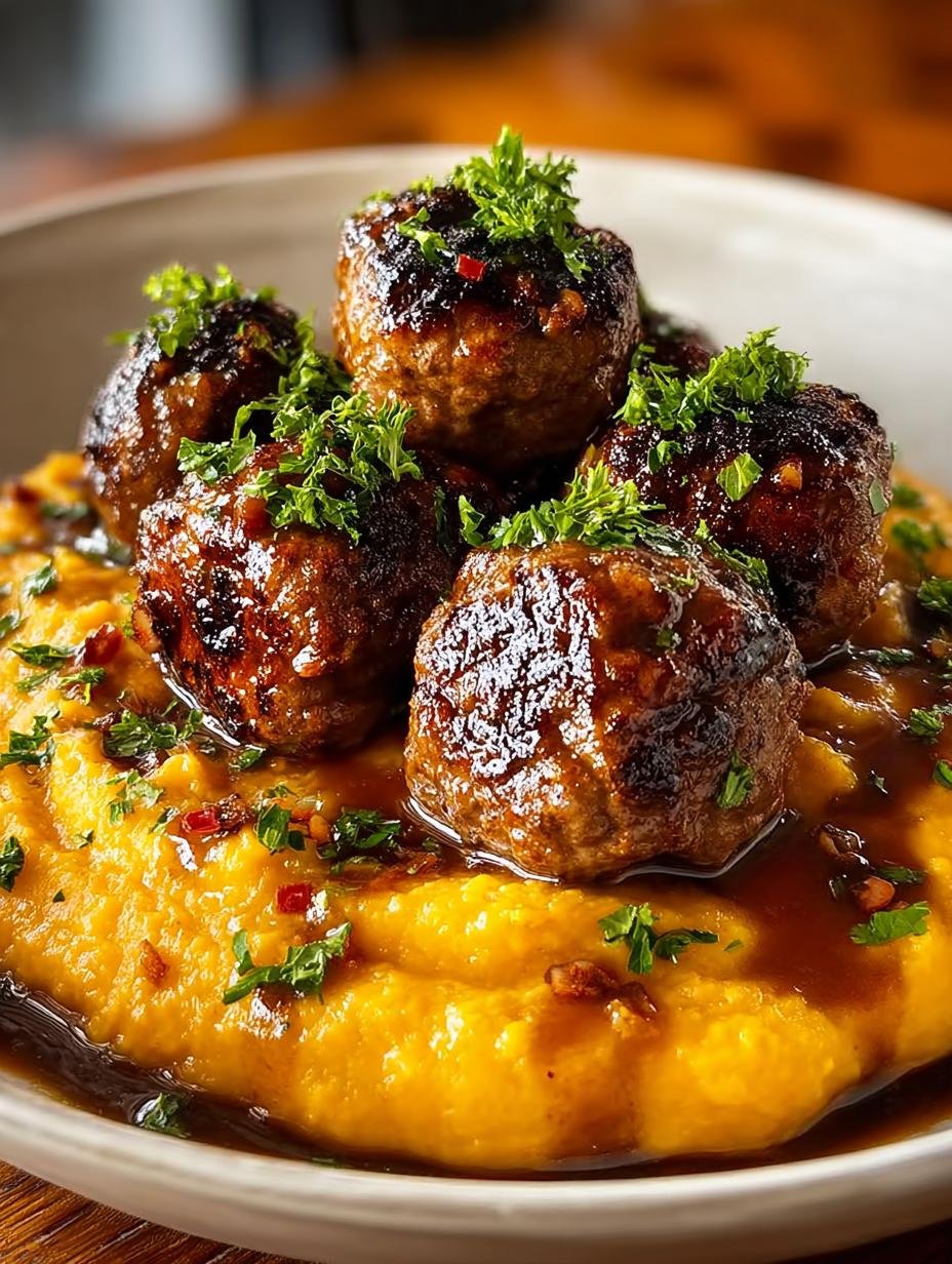 Savory Beef Meatballs with Sweet Potato Mash Recipe 3 Savory Beef Meatballs with Sweet Potato Mash Recipe - Savory Beef Meatballs with - additional detail