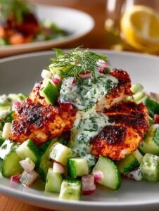 Spicy Mediterranean Chicken with Creamy Cucumber Salad Recipe 11 Spicy Mediterranean Chicken with