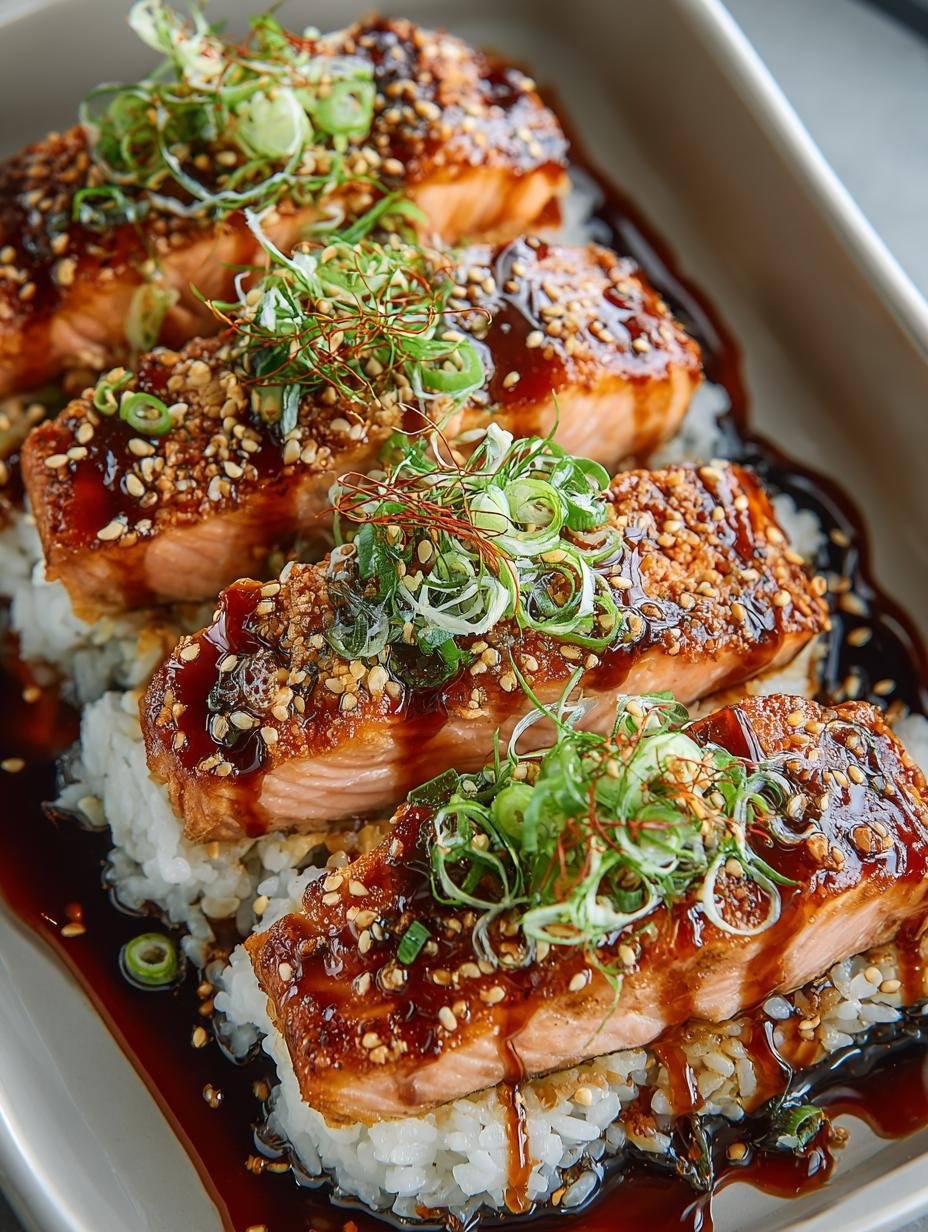 Delicious Teriyaki Salmon Sushi Bake Recipe for Family - Teriyaki Salmon Sushi Bake - main visual representation