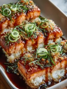 Teriyaki Salmon Sushi Bake