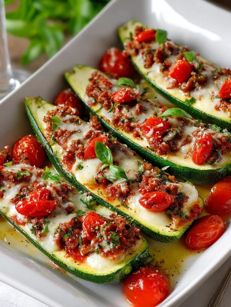 Tuscan Stuffed Zucchini Boats