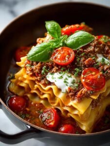 Lasagna Soup with Basil