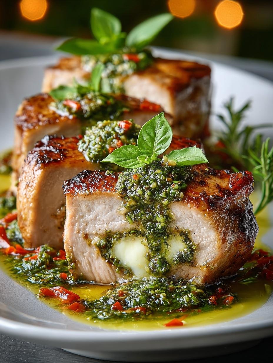 Pesto Mozzarella Stuffed Pork Chops: 10-Minute Magic 2 Pesto Mozzarella Stuffed Pork Chops: 10-Minute Magic - Pesto Mozzarella Stuffed Pork - main visual representation