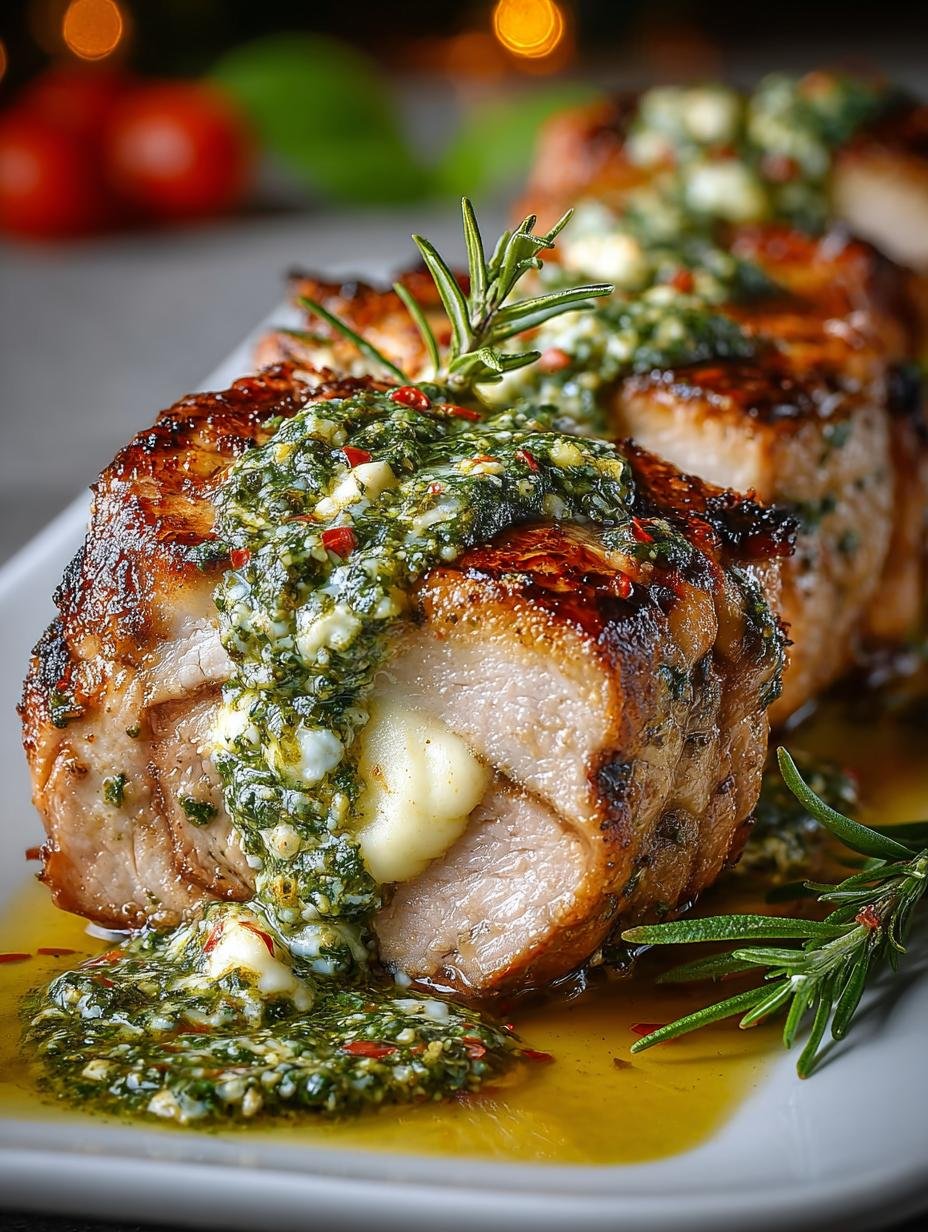 Pesto Mozzarella Stuffed Pork Chops: 10-Minute Magic 3 Pesto Mozzarella Stuffed Pork Chops: 10-Minute Magic - Pesto Mozzarella Stuffed Pork - additional detail