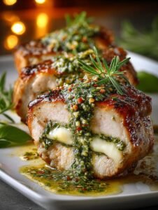 Pesto Mozzarella Stuffed Pork