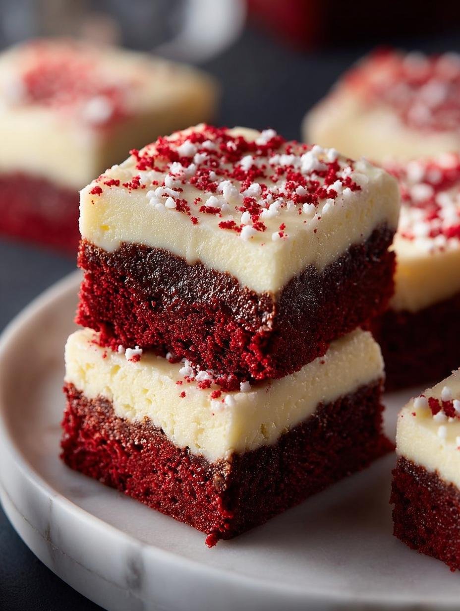 Delicious Red Velvet Cookie Bars with Cream Cheese Frosting - Red Velvet Cookie Bars - main visual representation