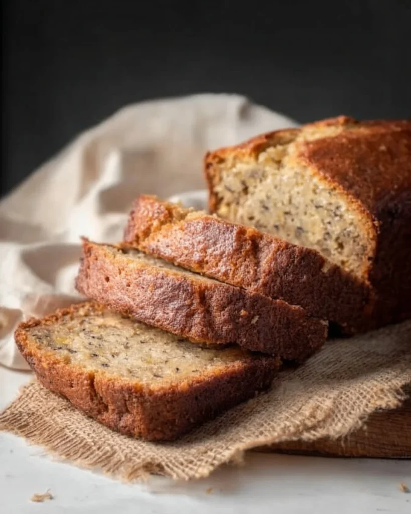 Homemade banana bread loaf fresh out of the oven