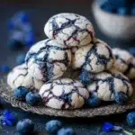 Delicious blueberry crinkle cookies on a baking sheet