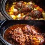 Crockpot BBQ Chicken served with a side of coleslaw and bread
