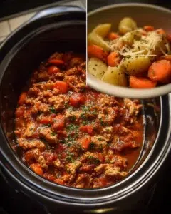 Bowl of hearty Crockpot Comfort Chili topped with cheese and cilantro