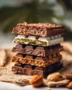 Assorted Dubai chocolate bars showcasing luxurious flavors and designs.
