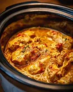 Delicious Angel Chicken cooked in a crock pot for easy weeknight meals.