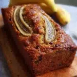 Loaf of healthy banana bread made with natural ingredients