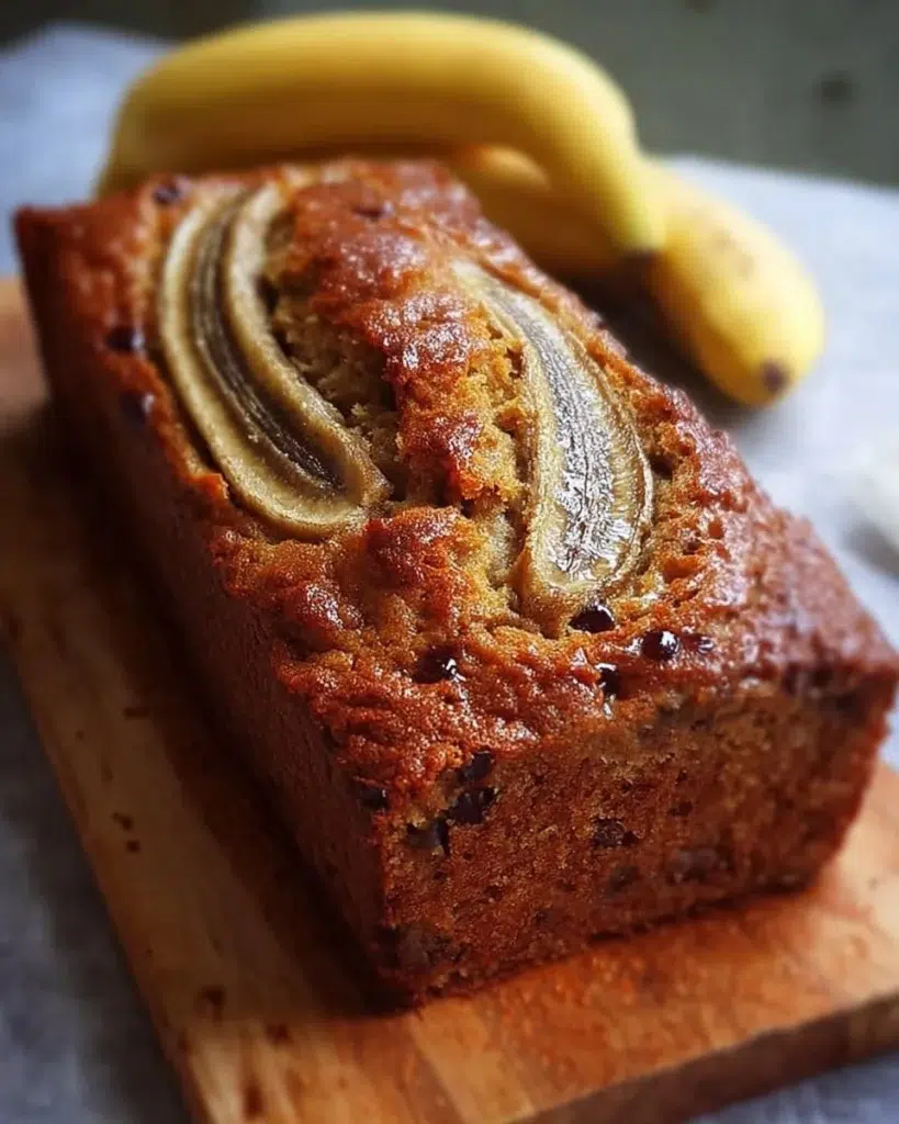 Loaf of healthy banana bread made with natural ingredients
