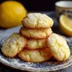 Lemon cake cookies made with cake mix on a plate