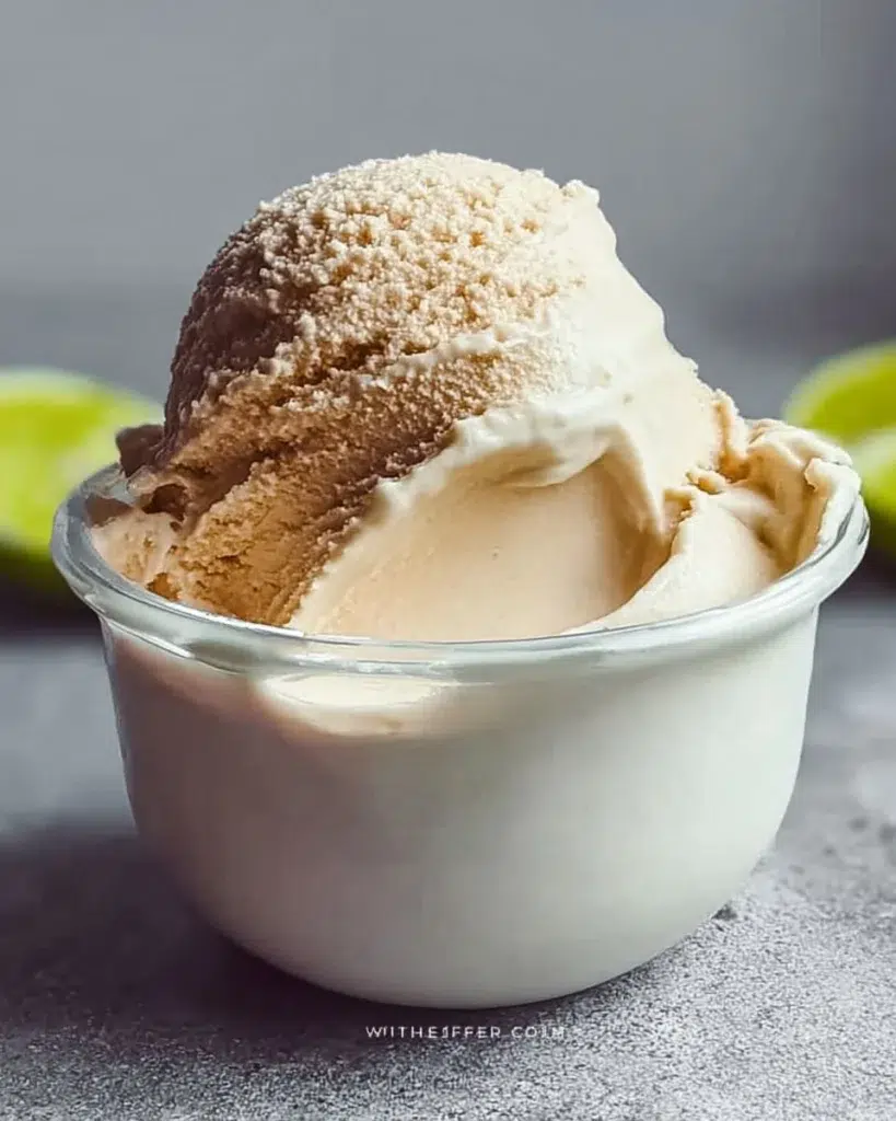 Ninja Creami Protein Ice Cream in a bowl with a scoop and toppings