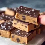 Delicious no bake cookie dough bars served on a plate