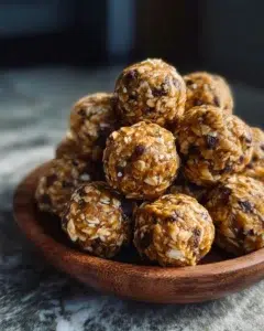 No-bake peanut butter energy bites with oats and chocolate chips