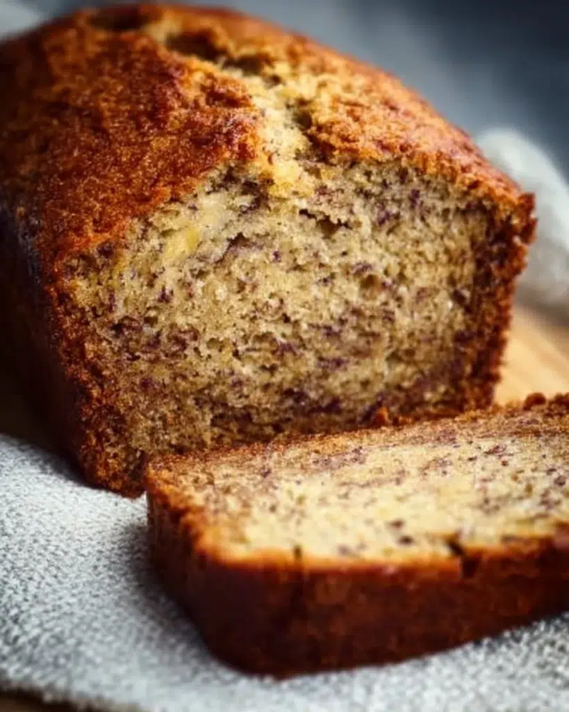 Delicious one bowl banana bread fresh out of the oven
