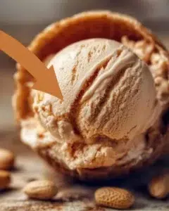 No churn peanut butter high protein ice cream in a bowl with a spoon