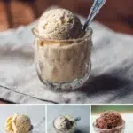 Bowl of homemade protein powder ice cream topped with fresh fruits