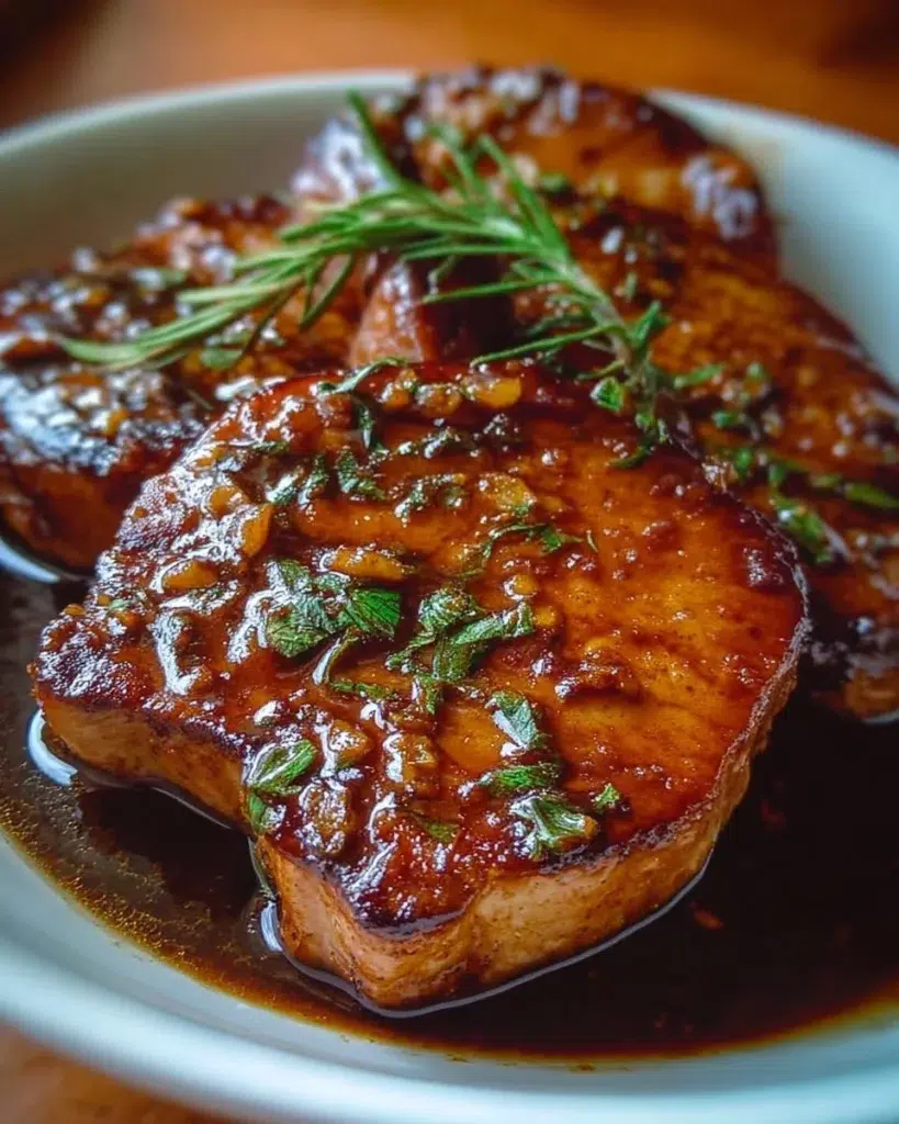 Juicy honey garlic pork chops cooked in a slow cooker with savory glaze.