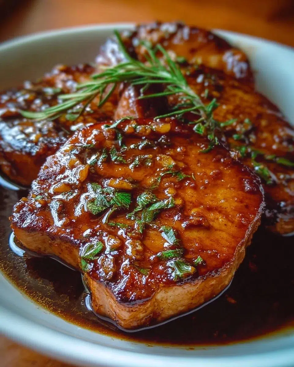 Juicy honey garlic pork chops cooked in a slow cooker with savory glaze.