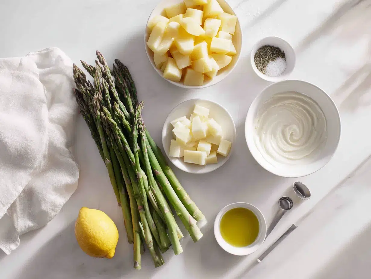 All ingredients measured and laid out on a cutting board