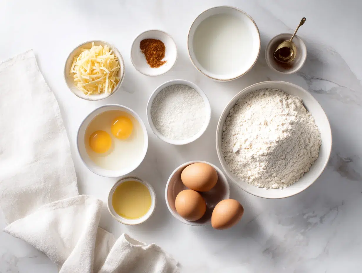 All ingredients measured and laid out on a cutting board