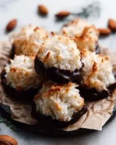Delicious homemade coconut macaroons on a plate