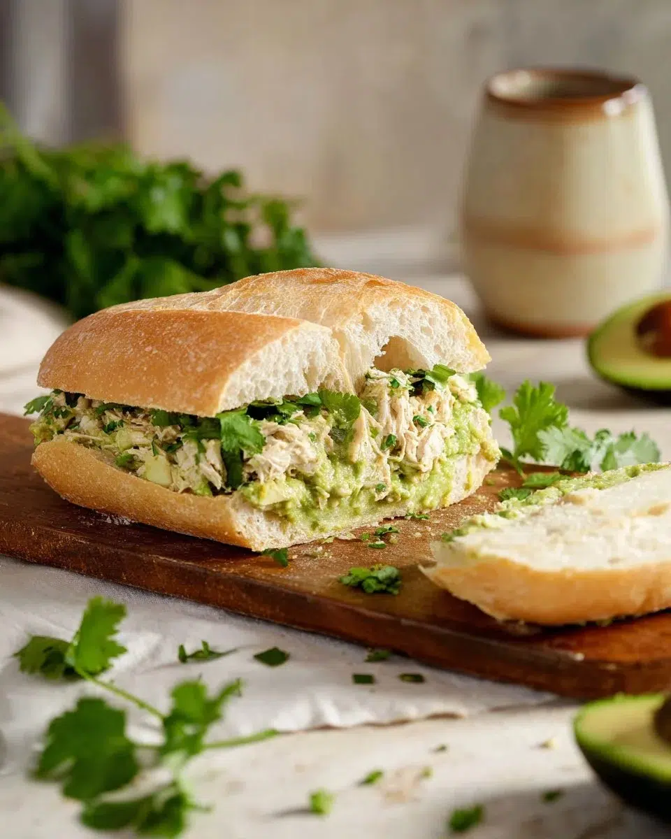 Creamy Chicken Sandwich 1 Creamy chicken sandwich with fresh ingredients and rich sauce