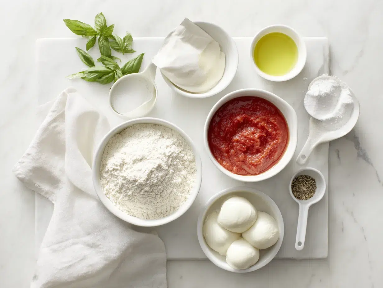 All ingredients measured and laid out on a cutting board