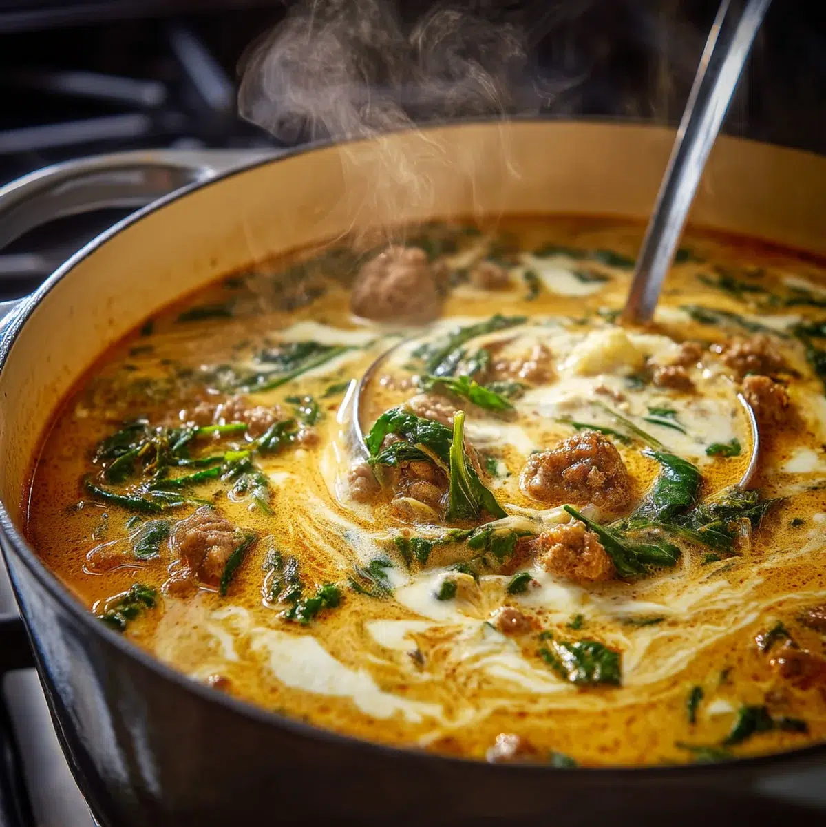 Three bowls showing different soup variations with various vegetables and spice levels