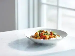 Juicy Coconut Chicken Curry 7 Curry De Poulet A La Noix De C Serving Plate 1